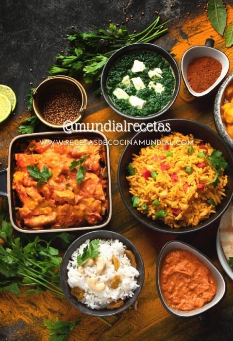 Comida India . Indian Cuissine. Mundial recetas. Cocina asia.