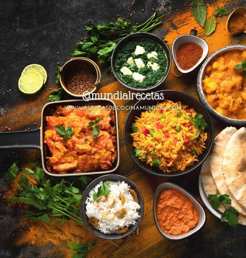 Comida India . Indian Cuissine. Mundial recetas. Cocina asia.