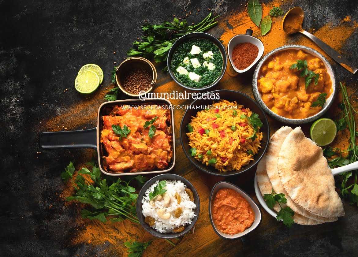 Comida India . Indian Cuissine. Mundial recetas. Cocina asia.