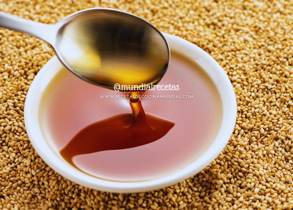 Aceite de sésamo. sesame oil. Tipos de aceites. mundial recetas