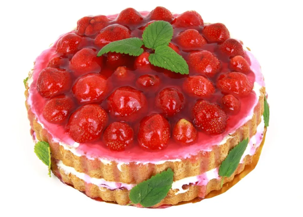 Tarta de fresas con crema.