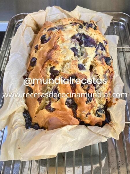 bizcocho de arándanos casero con textura tipo panettone