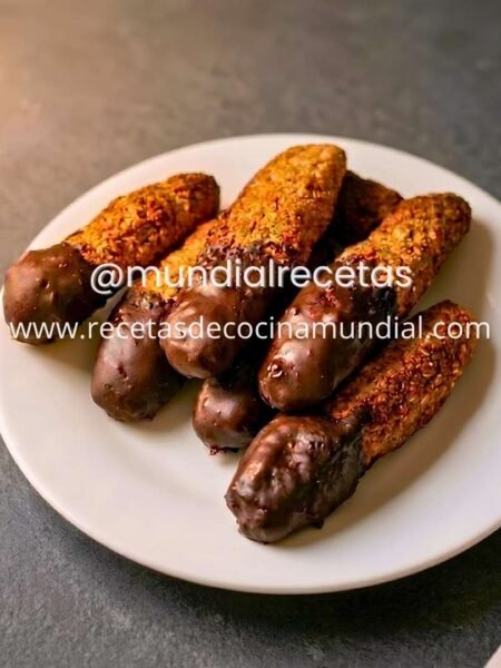 bastones de galleta de trigo sarraceno con cobertura de chocolate