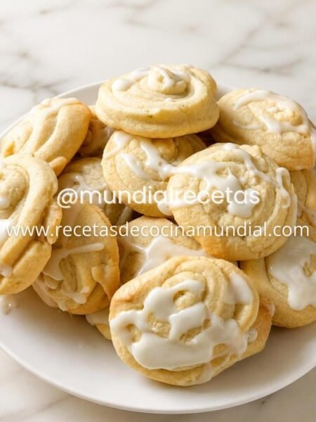 Galletas de limón glaseadas caseras con cobertura de limón, listas para servir.
