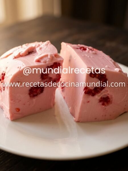 gelatina cremosa de yogur griego y frambuesas frescas